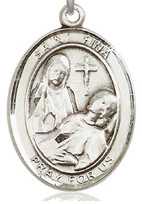 St. Fina - .50" Oval - Sterling Silver Side Medal