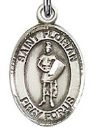 St. Florian - .50" Oval - Sterling Silver Side Medal