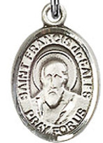 St. Francis De Sales - .50" Oval - Sterling Silver Side Medal