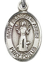 St. Francis of Assisi - .50" Oval - Sterling Silver Side Medal