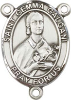 St. Gemma  Galgani - .75" Oval - Sterling Silver Centerpiece