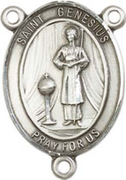 St. Genesius of Rome - .75" Oval - Sterling Silver Centerpiece