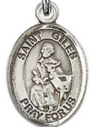 St. Giles - .50" Oval - Sterling Silver Side Medal