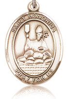 St. Honorius of Amiens - .50" Oval - Gold Filled Side Medal