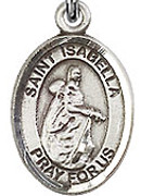 St. Isabella of Portugal - .50" Oval - Sterling Silver Side Medal