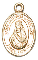 St. Jadwiga of Poland - .50" Oval - Gold Filled Side Medal