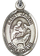 St. Jason - .50" Oval - Sterling Silver Side Medal