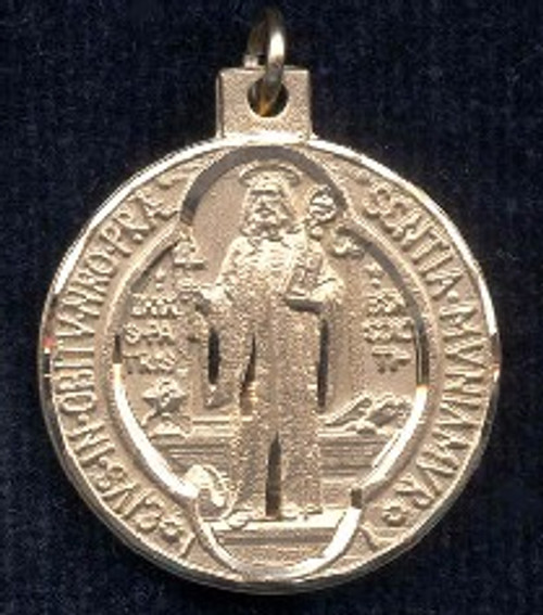 Sisters of Carmel: St. Benedict Medal - Gold Plated Enamel