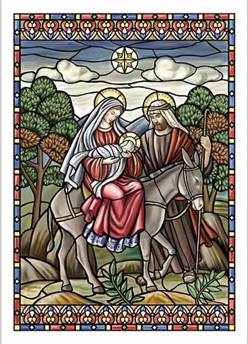 Sisters of Carmel: Stained Glass Flight into Egypt Christmas Card