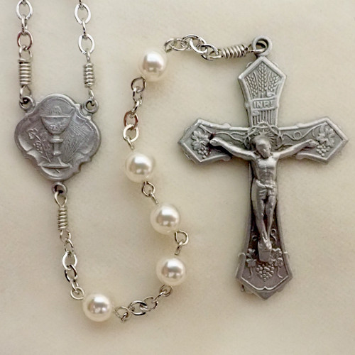 Ivory First Communion Rosary - Sisters of Carmel