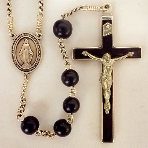 Ebony Rosary 黒檀象嵌ロザリオ(17) Saint Joan of Arc Rosary - Ebony Wood and Bronze – CeCeAgnes アンティーク雑貨