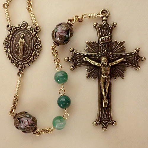 Forest Agate Brass Rosary - Sisters of Carmel