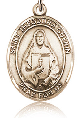 St. Theodora - .50" Oval - Gold Filled Side Medal - Sisters of Carmel