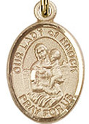 Our Lady of Knock - .50" Oval - Gold Filled Side Medal - Sisters of Carmel