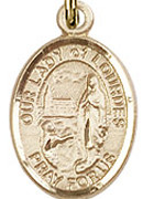 Our Lady of Lourdes - .50" Oval - Gold Filled Side Medal - Sisters of ...