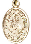 Our Lady of Mount Carmel - .50" Oval - Gold Filled Side Medal - Sisters ...