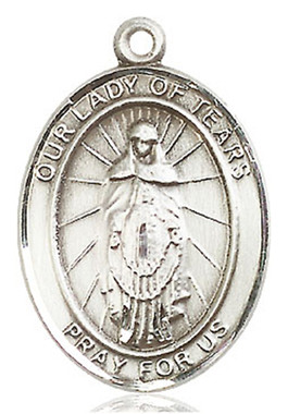 Our Lady of Tears - .50" Oval - Sterling Silver Side Medal - Sisters of ...