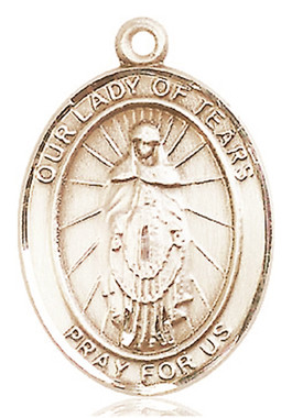 Our Lady of Tears - .50" Oval - Gold Filled Side Medal - Sisters of Carmel