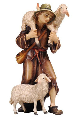アンリ人形　Shepherd lying with lambs nativity Four-Piece Bethlehem Nights Shepherd and Animals Set