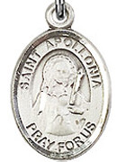 St. Apollonia - .50" Oval - Sterling Silver Side Medal - Sisters of Carmel