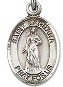St. Barbara - .50" Oval - Sterling Silver Side Medal - Sisters of Carmel