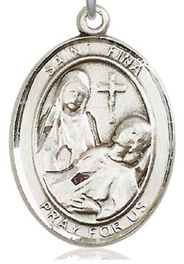 St. Fina - .50" Oval - Sterling Silver Side Medal - Sisters of Carmel