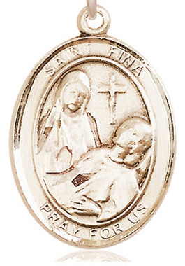 St. Fina - .50" Oval - Gold filled Side Medal - Sisters of Carmel