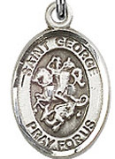 St. George - .50" Oval - Sterling Silver Side Medal - Sisters of Carmel