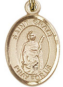 St. Grace - .50" Oval - Gold Filled Side Medal - Sisters of Carmel