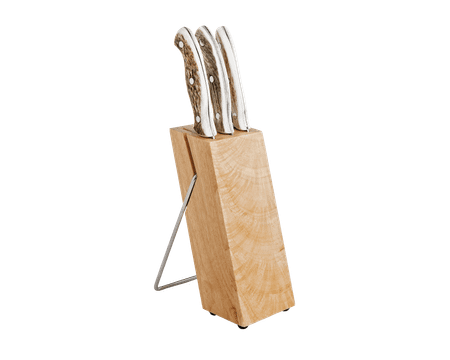 3 Piece Cutlery Set with Wood Block, Elk