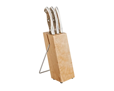 3 Piece Cutlery Set with Wood Block, Elk