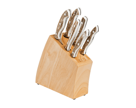6 Piece Cutlery Set with Wood Block, Elk
