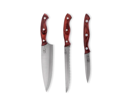 3 Piece Cutlery Set with Wood Block