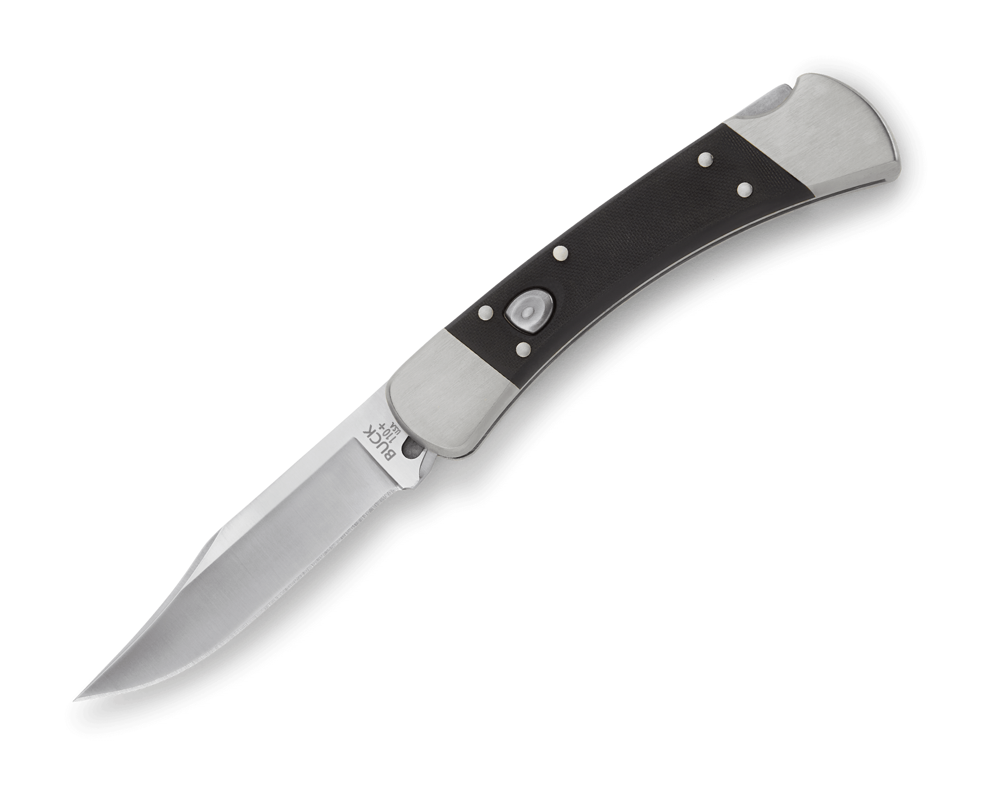 Buck 110 AUTO Folding Hunter 3.75 Plain Blade, Ebony Wood Handles