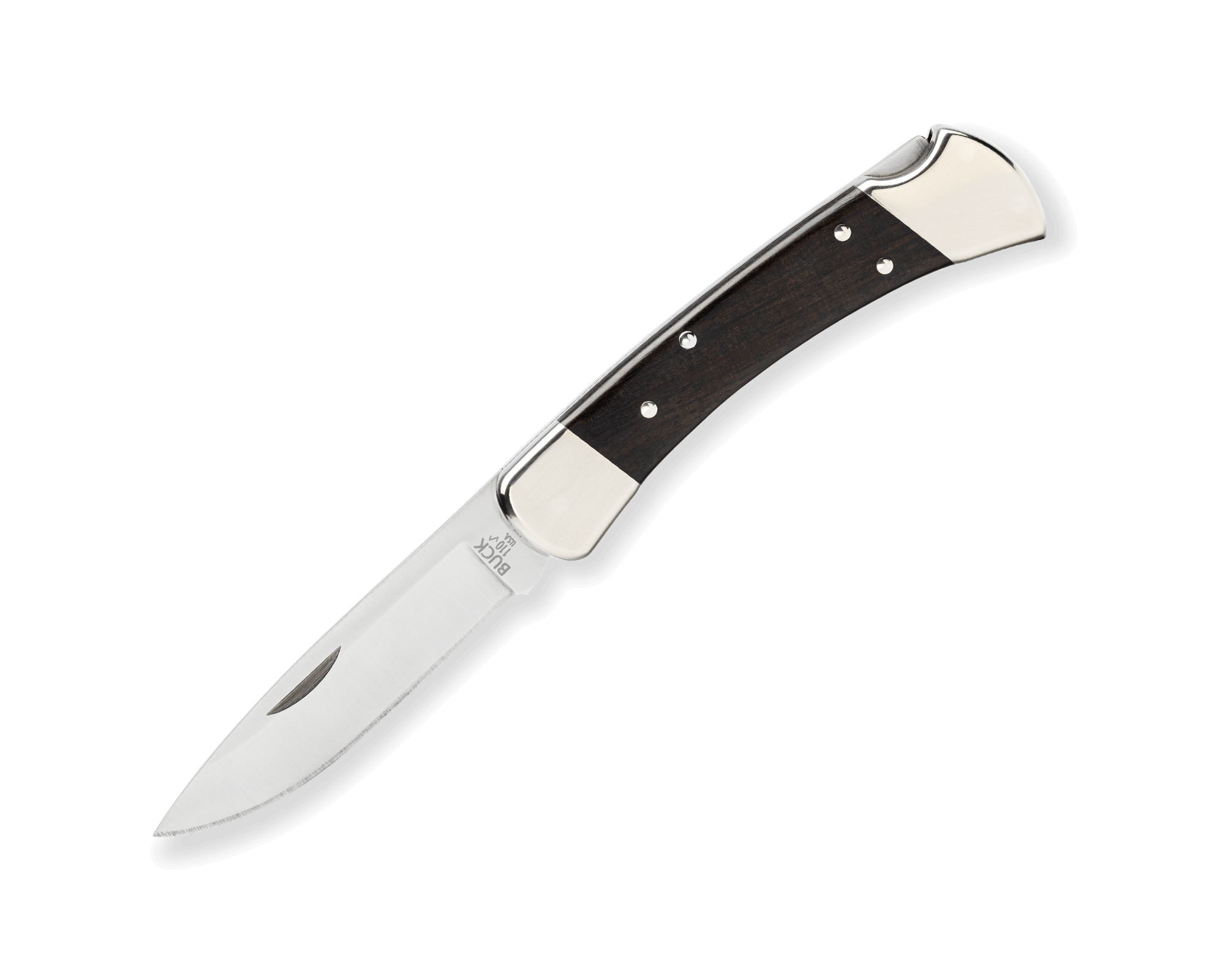 110 Folding Hunter Knife - Nickel Silver Drop Point