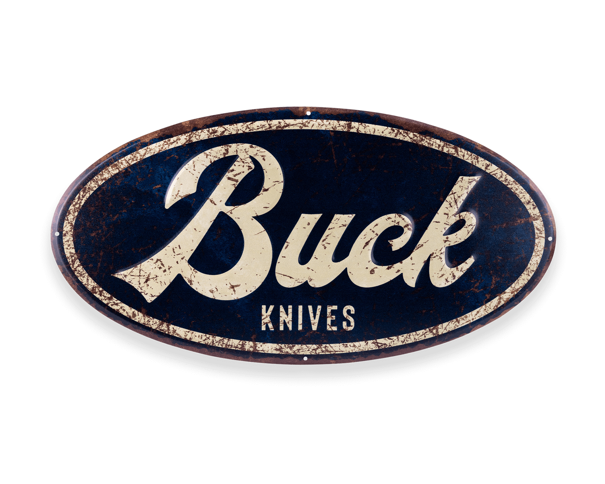 Buck Knives Oval Tin Tacker Sign