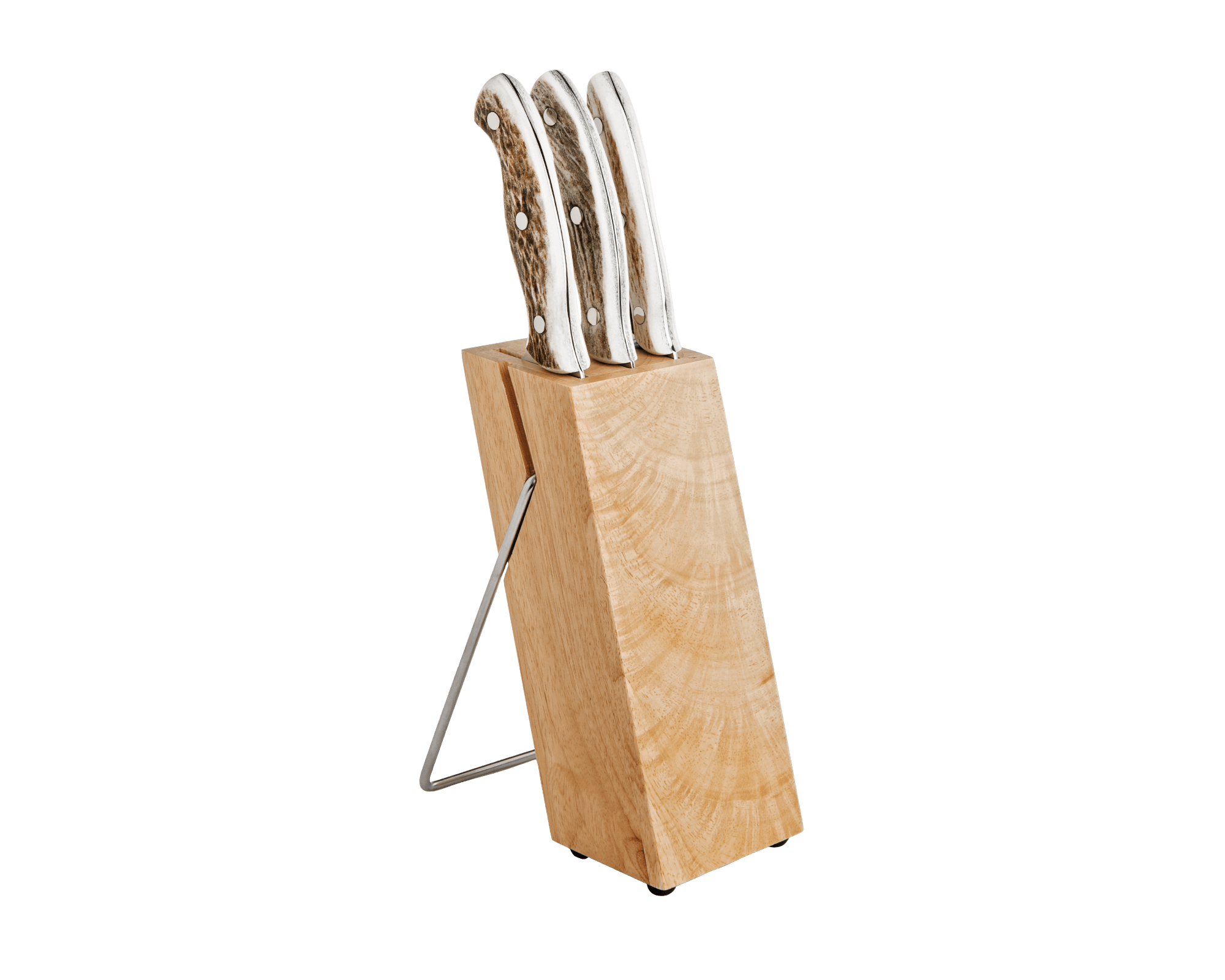 3 Piece Cutlery Set with Wood Block, Elk