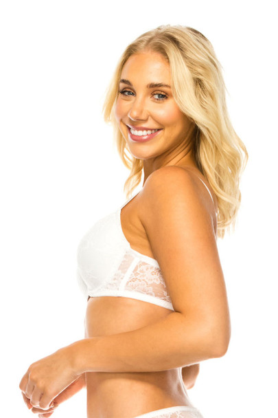 Floral Lace Bra White 85% Nylon 15% Spandex