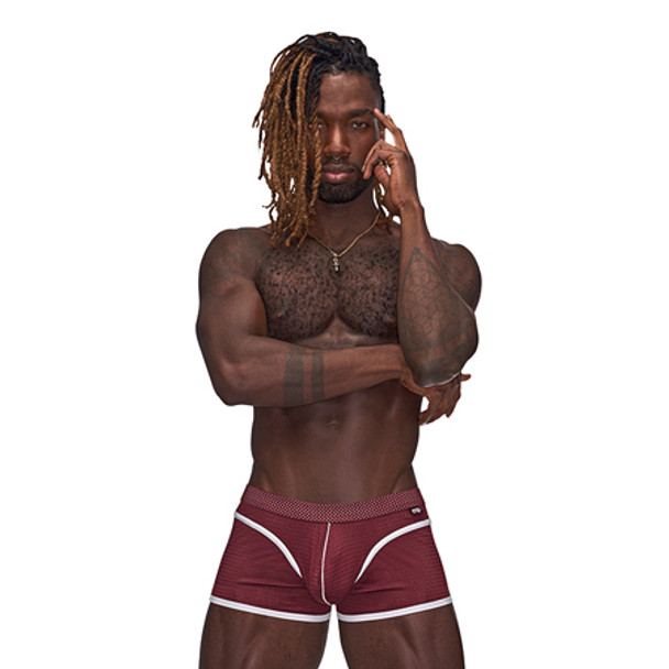 Male Power Sport Mesh Sport Mini Short Burgundy XL