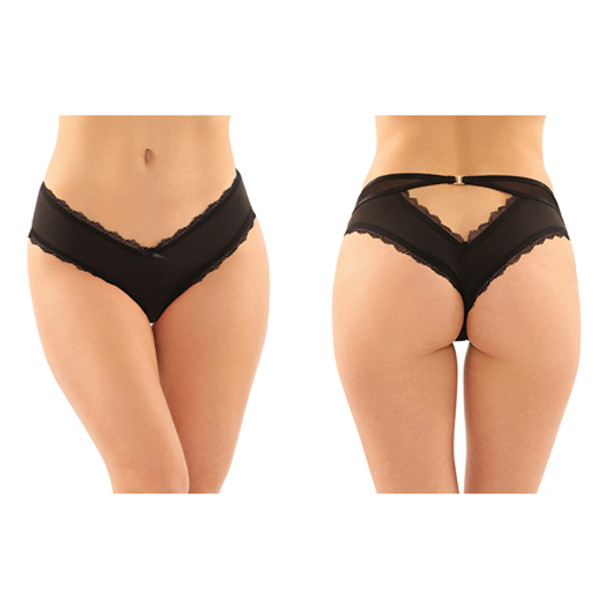 Fantasy Lingerie Dahlia Cheeky Hipster Panty With Lace Trim & Keyhole Cutout Black L/XL