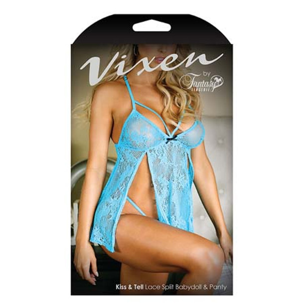 Fantasy Lingerie Vixen Kiss & Tell Lace Split Babydoll & Panty L/XL