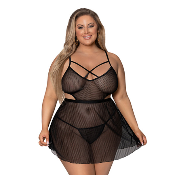 Magic Silk Girl Next Door Babydoll & Panty Black Queen Size