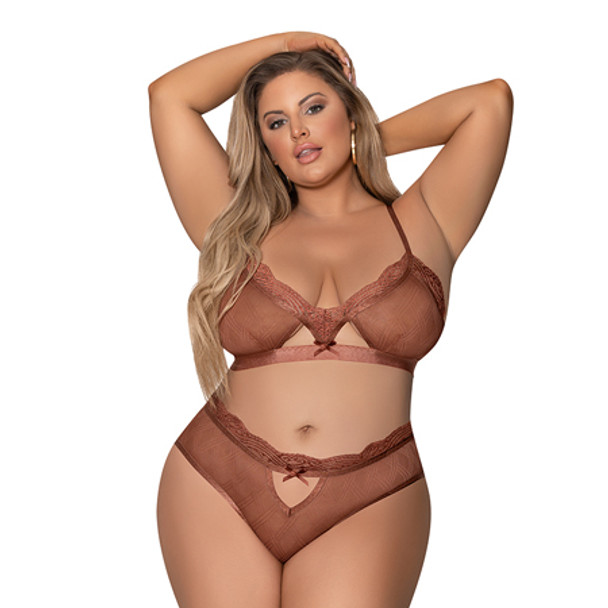 Magic Silk Caramel Kiss Bralette & G-String Panty Caramel Queen Size