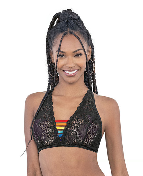 'pride Lace Rainbow Strappy Top Black O/s