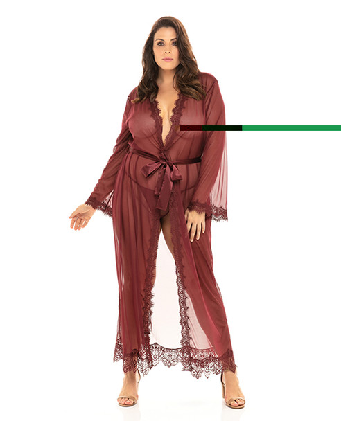 'provence Eyelash Lace Floor Length Robe Zinfandel 1x/2x