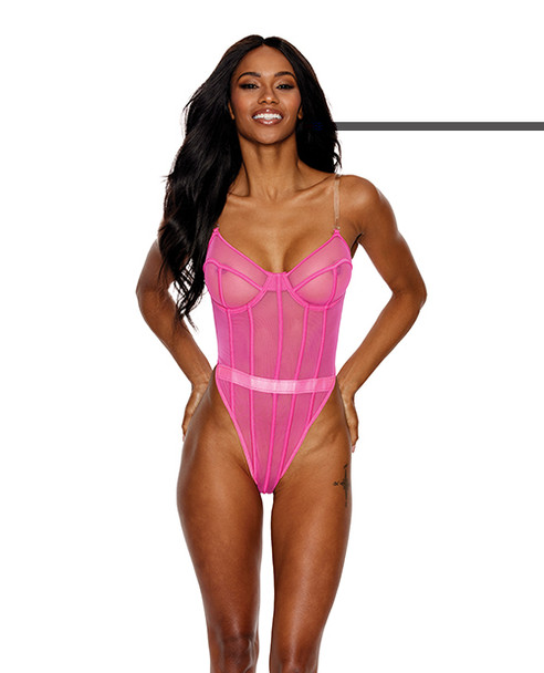 Mesh Underwire Teddy Hot Pink Xxl