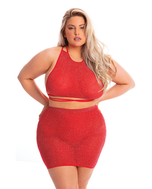 'pink Lipstick Midnight Sun Skirt Set Red Qn