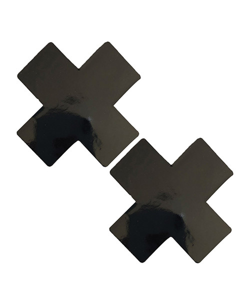 'neva Nude Dom Queen Status Wet Vinyl X Pasties - Black Qn
