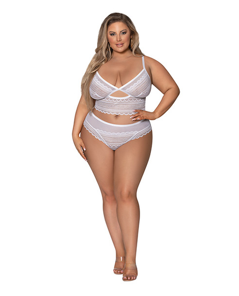 'modern Romance Bralette & Cheeky Hipster White 2x