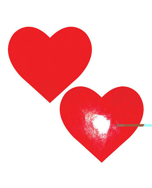 'neva Nude Vixen Queen Status Wet Vinyl Heart Pasties - Red Qn